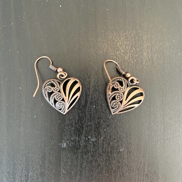 Necklace Earring Set Heart Statement Jewelry Adjustable Copper Beauty Accessory - Picture 11 of 11